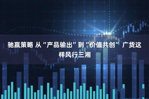 驰赢策略 从“产品输出”到“价值共创” 广货这样风行三湘